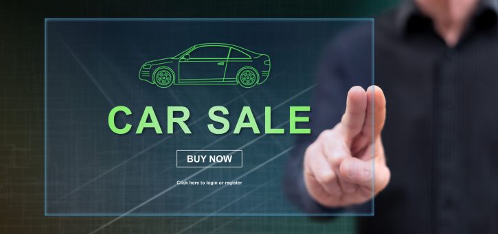 Man touching a car sale concept